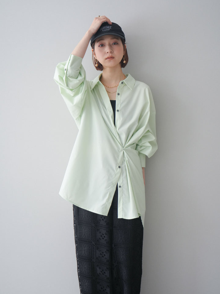 [SET]2wayベーシックルーズシャツ+パネルレースイージーパンツ(2set)