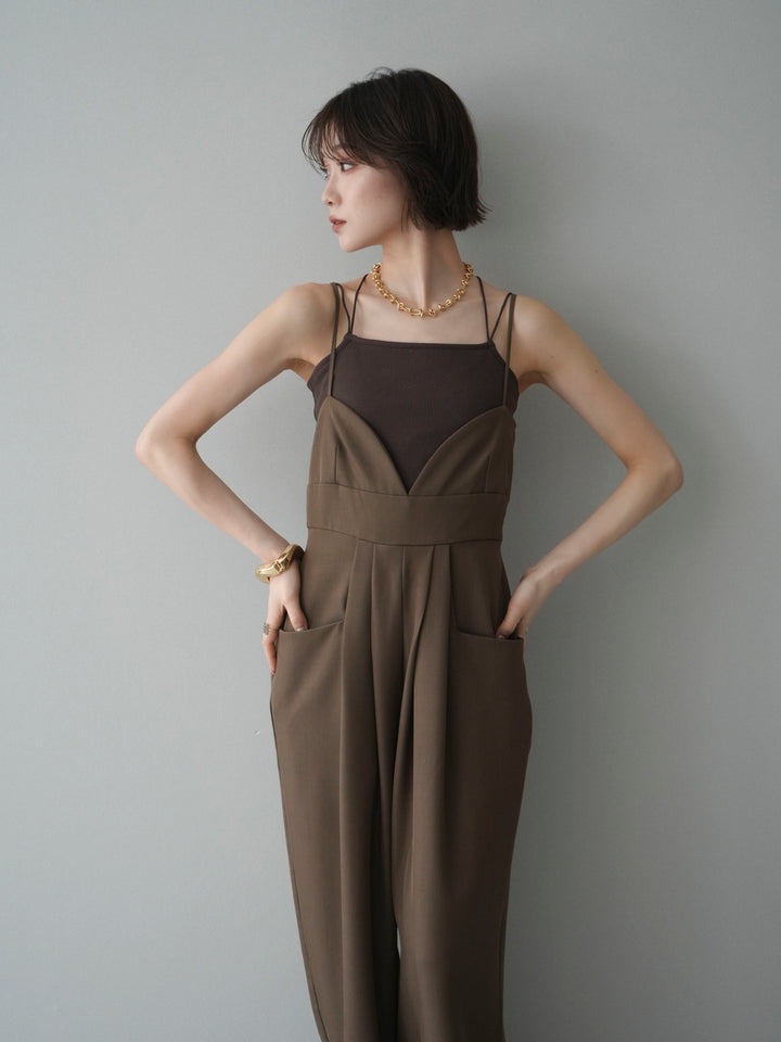 [予約]バックデザインサロペット/brown