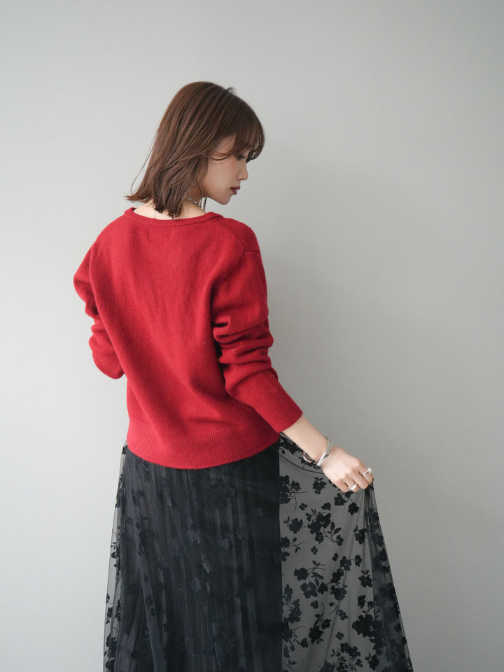 [SET]アンティークボタンニットカーディガン+選べるアクセセット(2set)