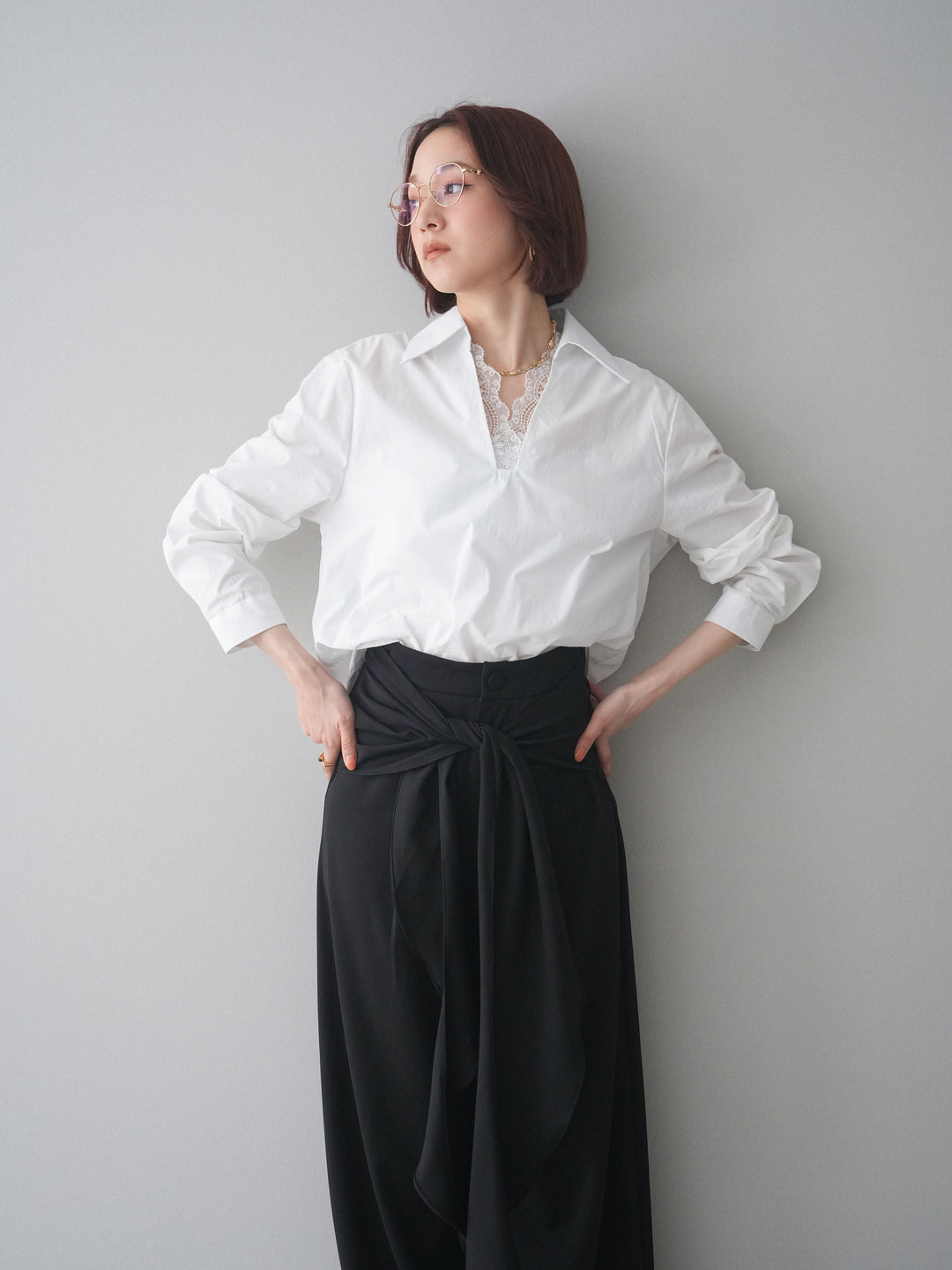 [SET]レースネックスキッパーブラウス+選べるアクセセット(2set)