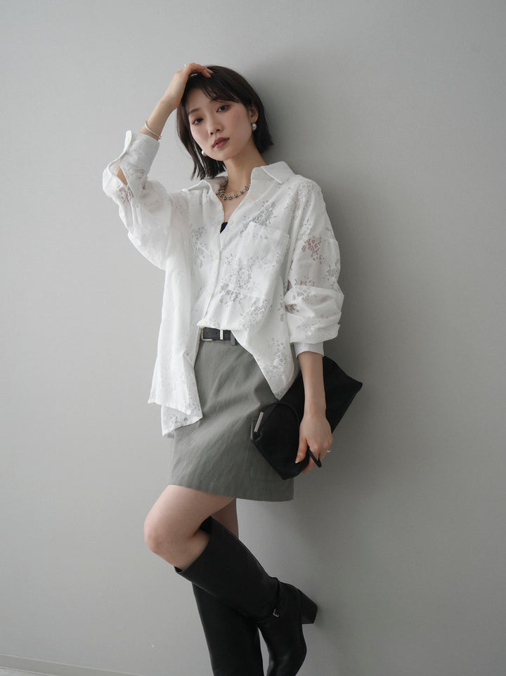 [SET]ジャガードレースオーバーシャツ+選べるアクセセット(2set)