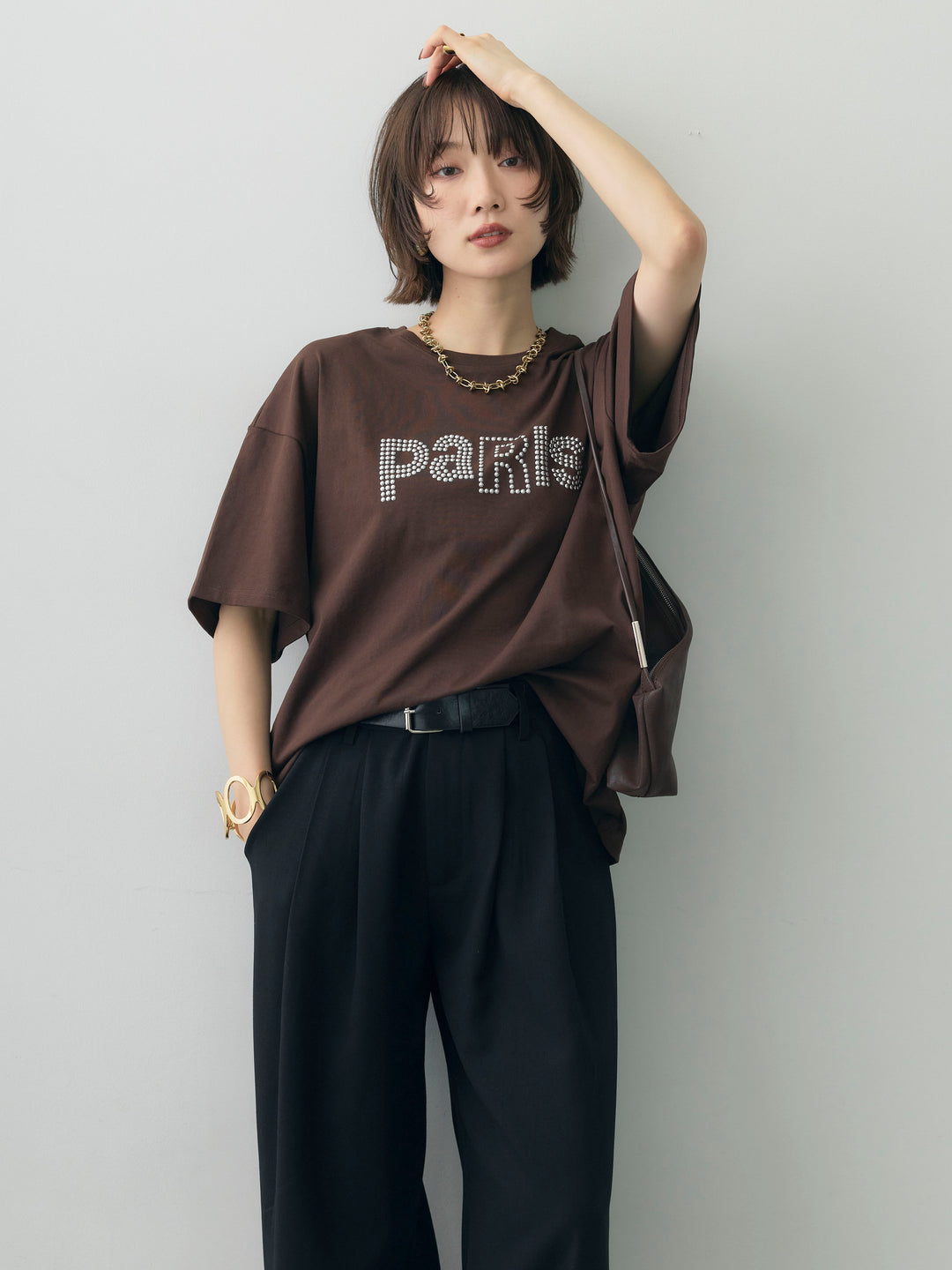 [予約]スタッズロゴTEE/brown