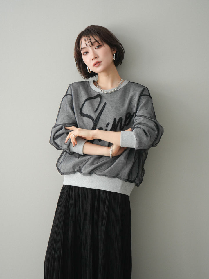 [SET]チュールレイヤードロゴスエットプルオーバー+選べるアクセセット(2set)