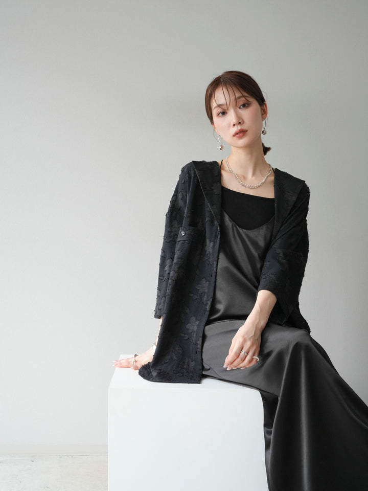 [予約]ジャガードハーフスリーブシャツ/ブラック