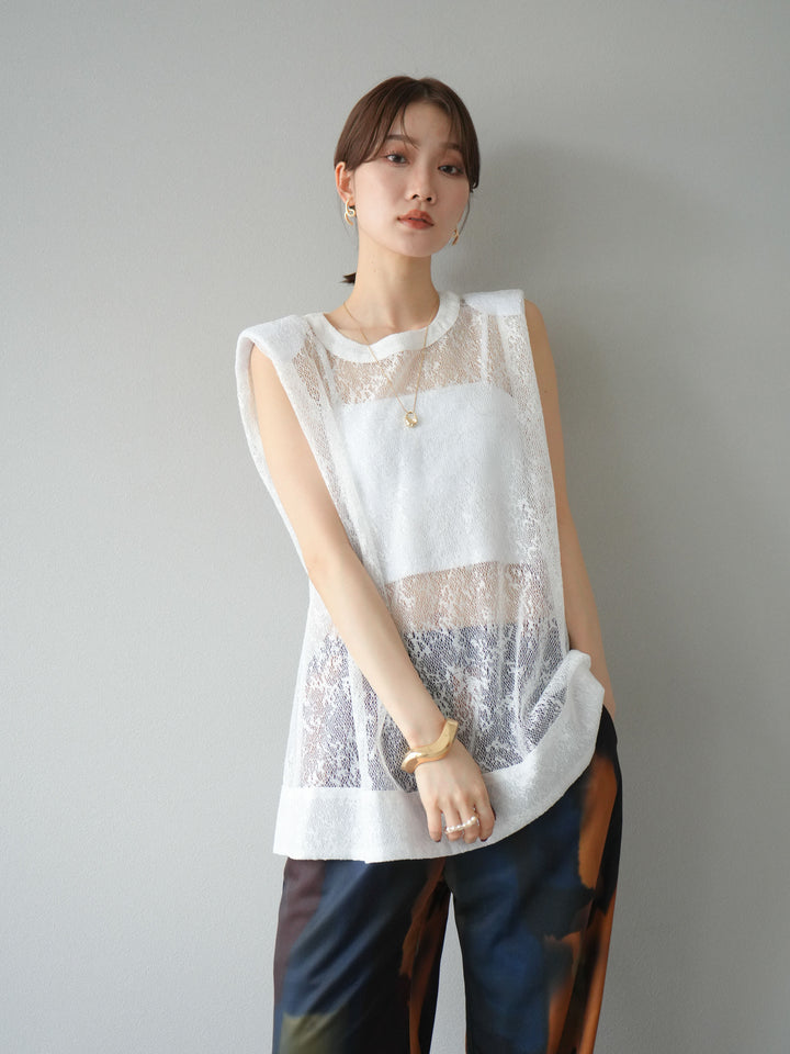 [予約]シャイニーレースプルオーバー/オフホワイト