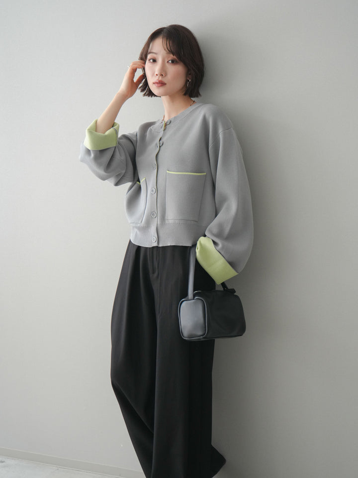 [SET]レーヨンポリダブルフェイスニットカーディガン+ベルトループデザインワイドパンツ(2set)