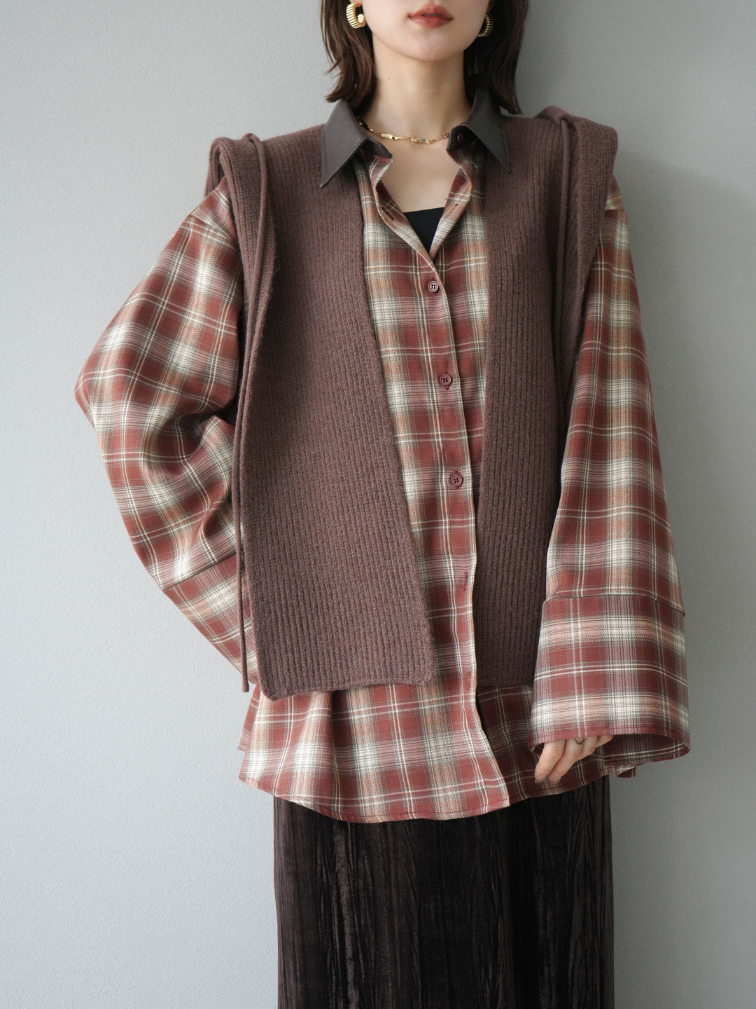 [予約]フードニットマフラー/ブラウン