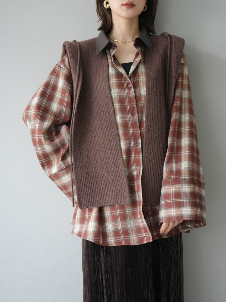 [予約]フードニットマフラー/ブラウン