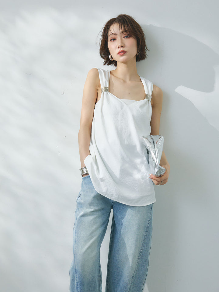 【Allure】[SET]メタルモチーフノースリーブブラウス+メタルモチーフノースリーブブラウス(2set)