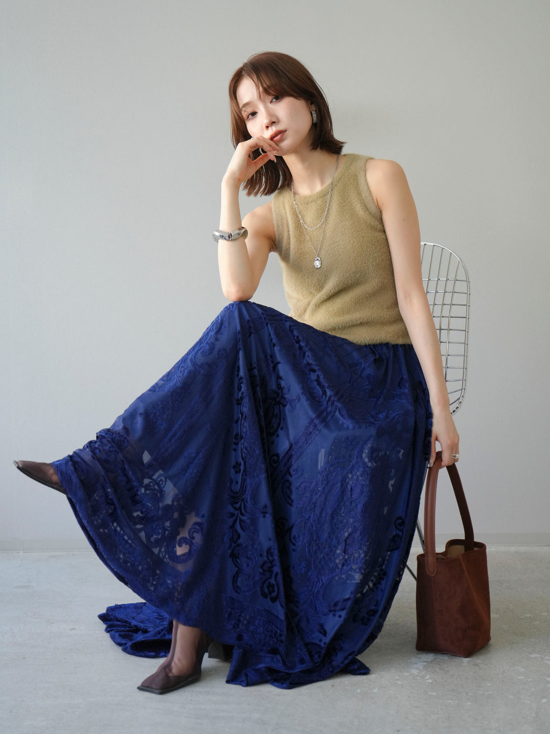 [予約]シャギーニットタンクトップ/ベージュ