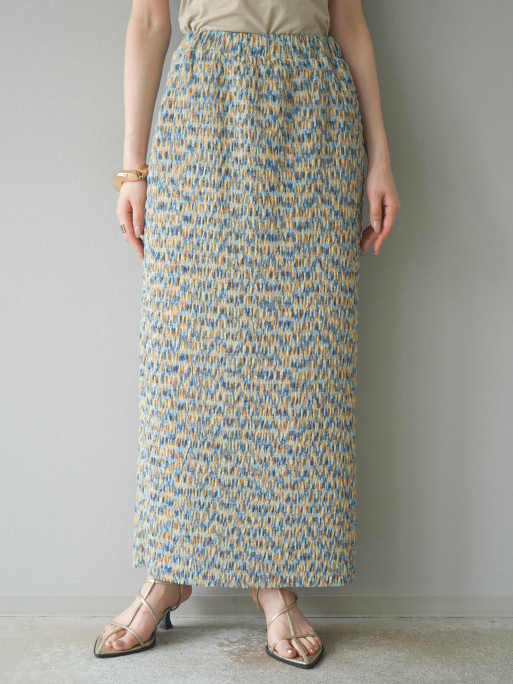 [予約]マルチカラーランダムプリーツタイトスカート/イエロー