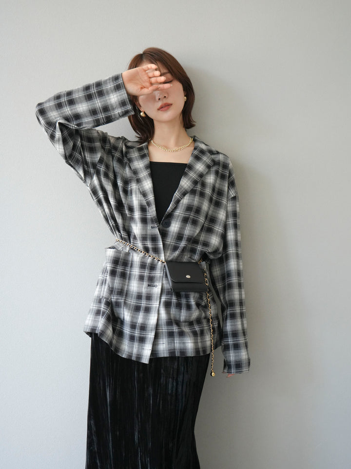 [予約]チェックシャツジャケット/ブラック