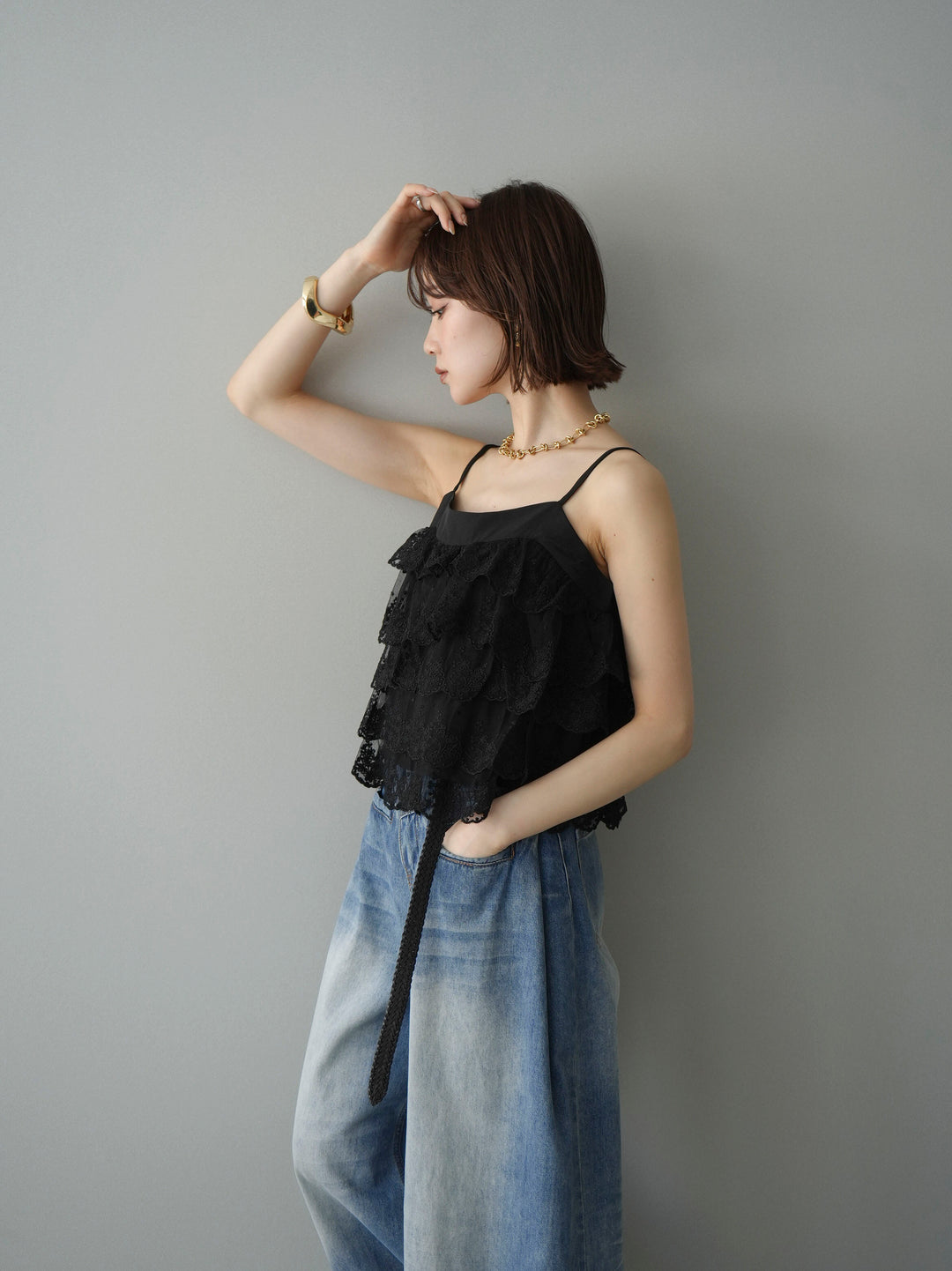 [SET]スカラップレースフリルキャミソール+選べるアクセセット(2set)