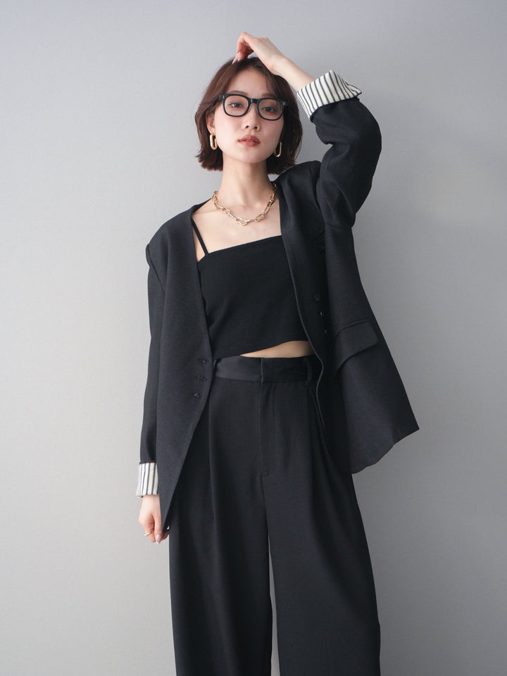 [予約]ノーカラージャケット/charcoal