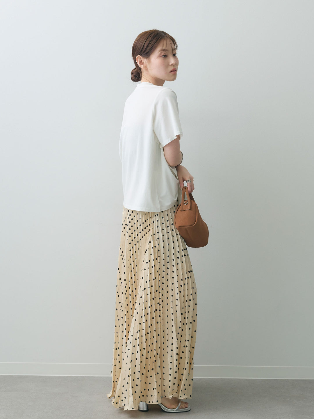 [SET]ラッフルドッキングTEE+ドットアコーディオンプリーツスカート(2set)