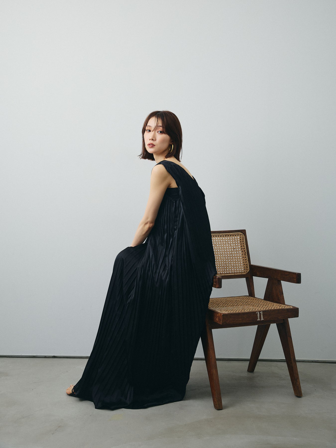 sa-rah ロールネック2wayワンピースリネン モーヴプラム色 sa-rah