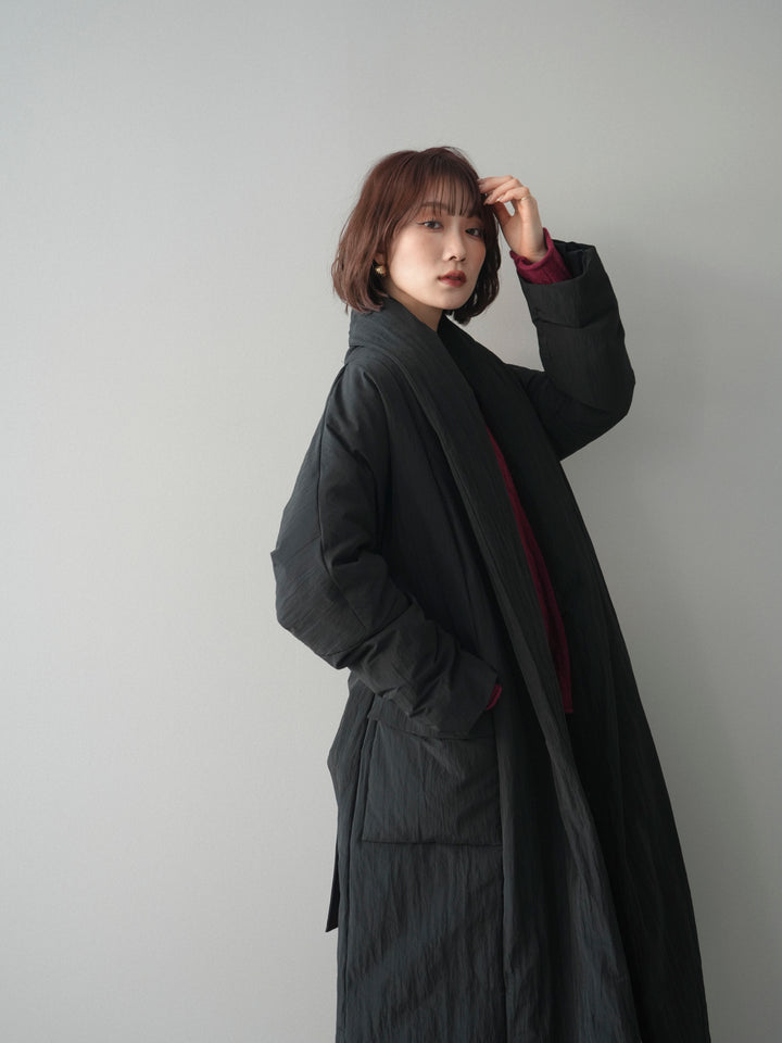 [SET]ストール付ケーブルニットプルオーバー&ロングスカートSET UP+ロングダウンコート(2set)