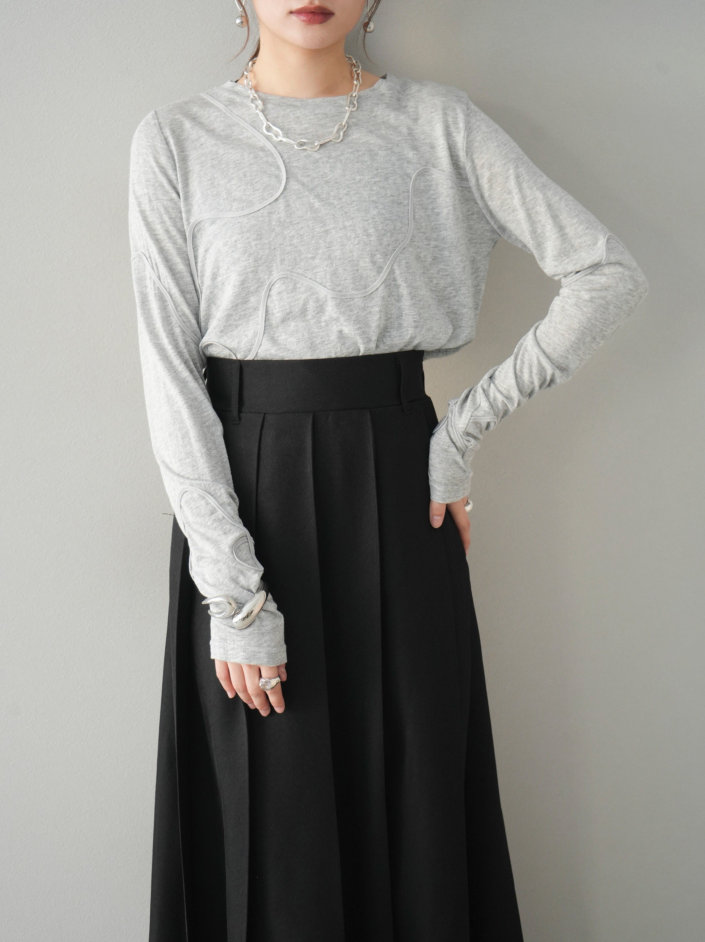 予約]コード刺繍シアーロンT /杢グレー – Lumier