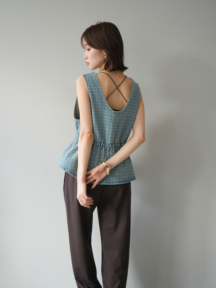 [予約]ジャガードデニム２WAYビスチェ/ライトブルー