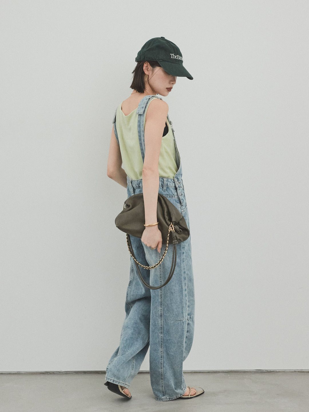 [予約]センターシームデニムサロペット /ライトブルー