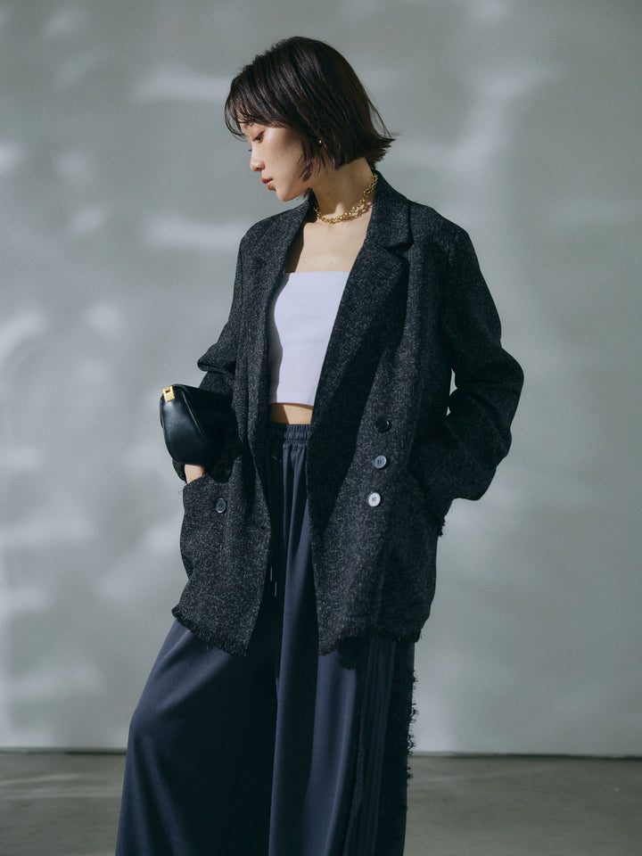 【Allure】[SET]スラブツイードフリンジテーラージャケット+スラブツイードフリンジテーラージャケット(2set)