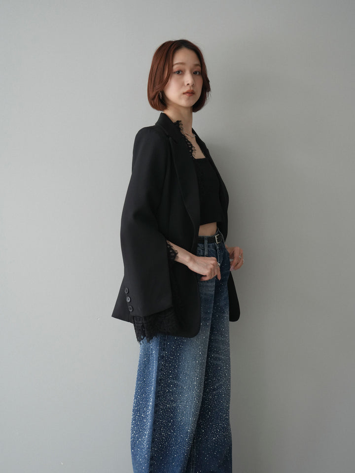 [SET]レースレイヤードスリットジャケット+選べるアクセセット(2set)