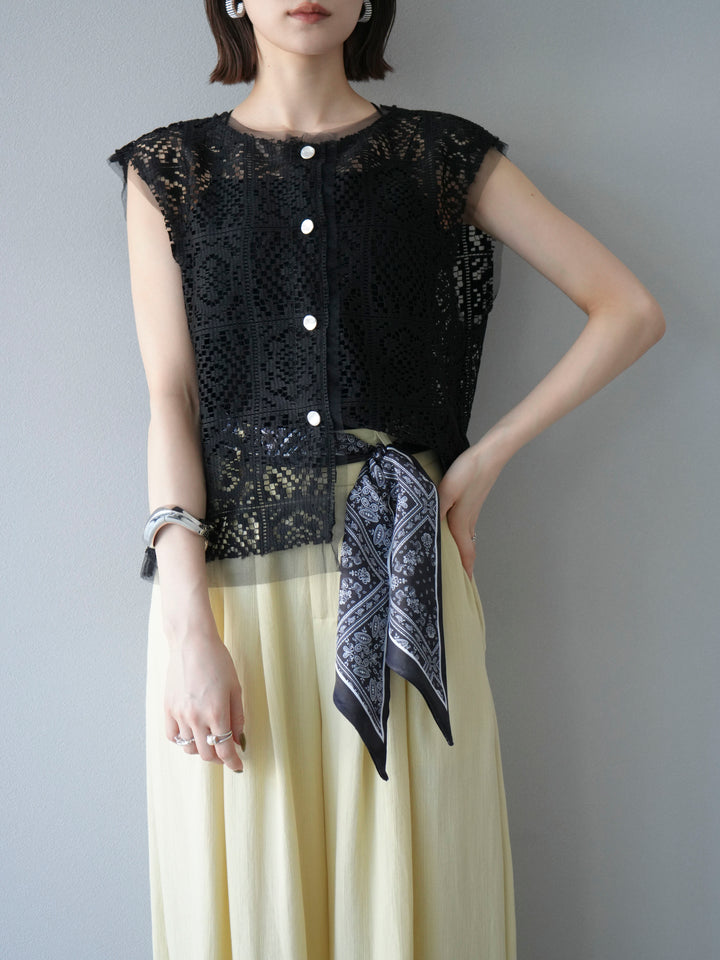 [予約]ブロックレースベスト/ブラック