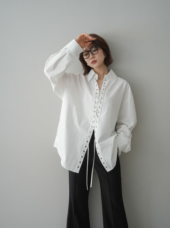 [SET]レースアップブロードシャツ+レースアップブロードシャツ(2set)