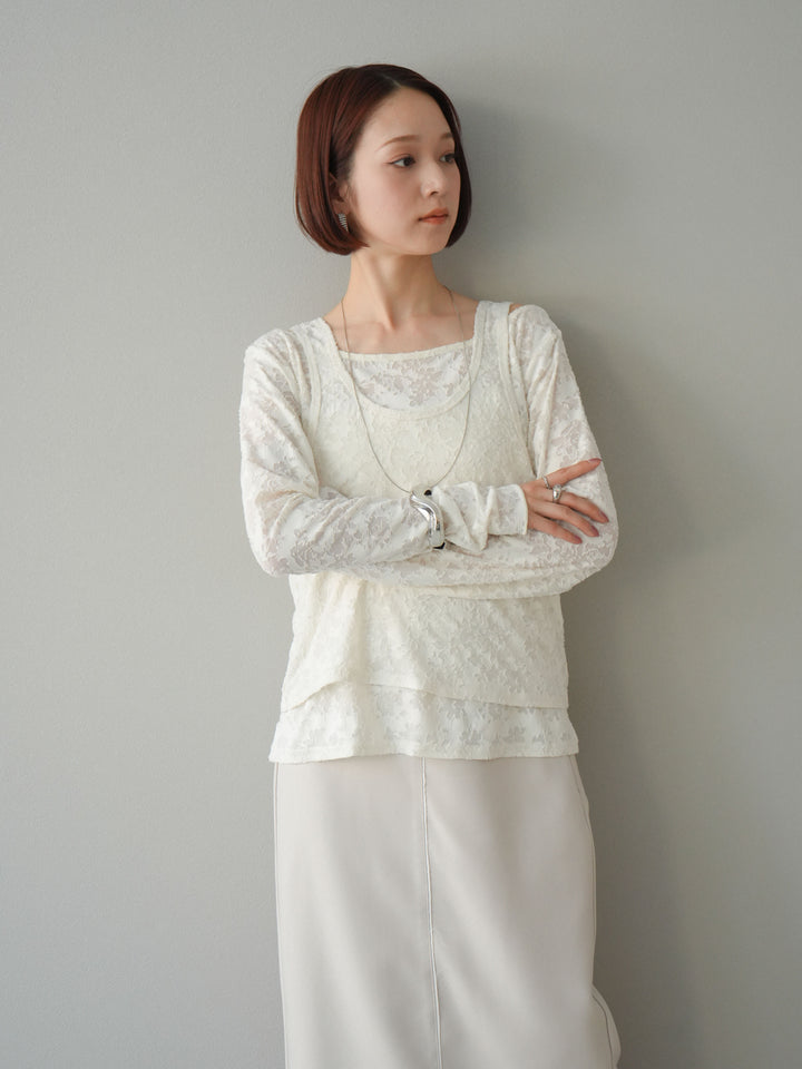 [予約]カットオフレイヤードスカート/アイボリー