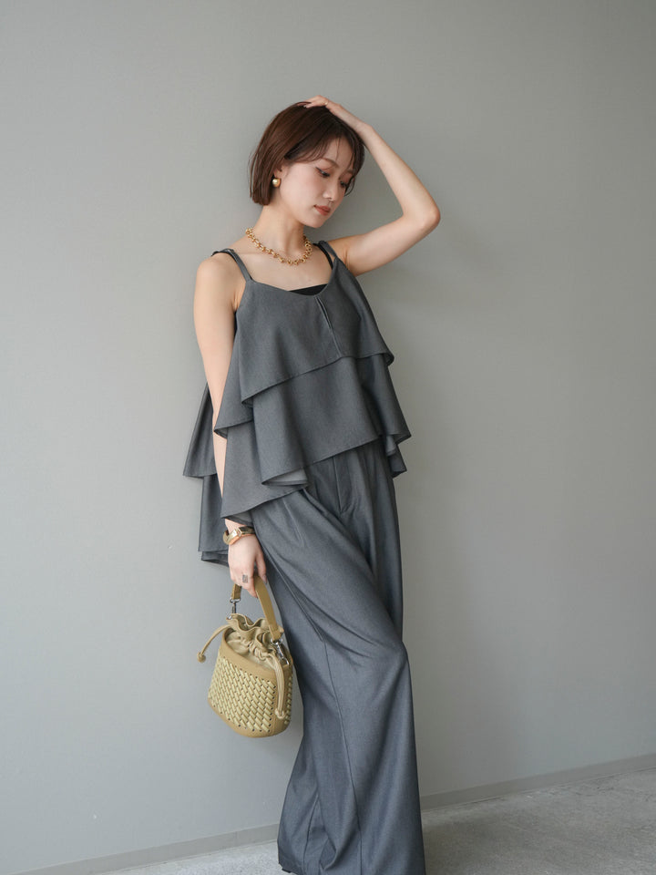 [予約]ティアードキャミソール/black