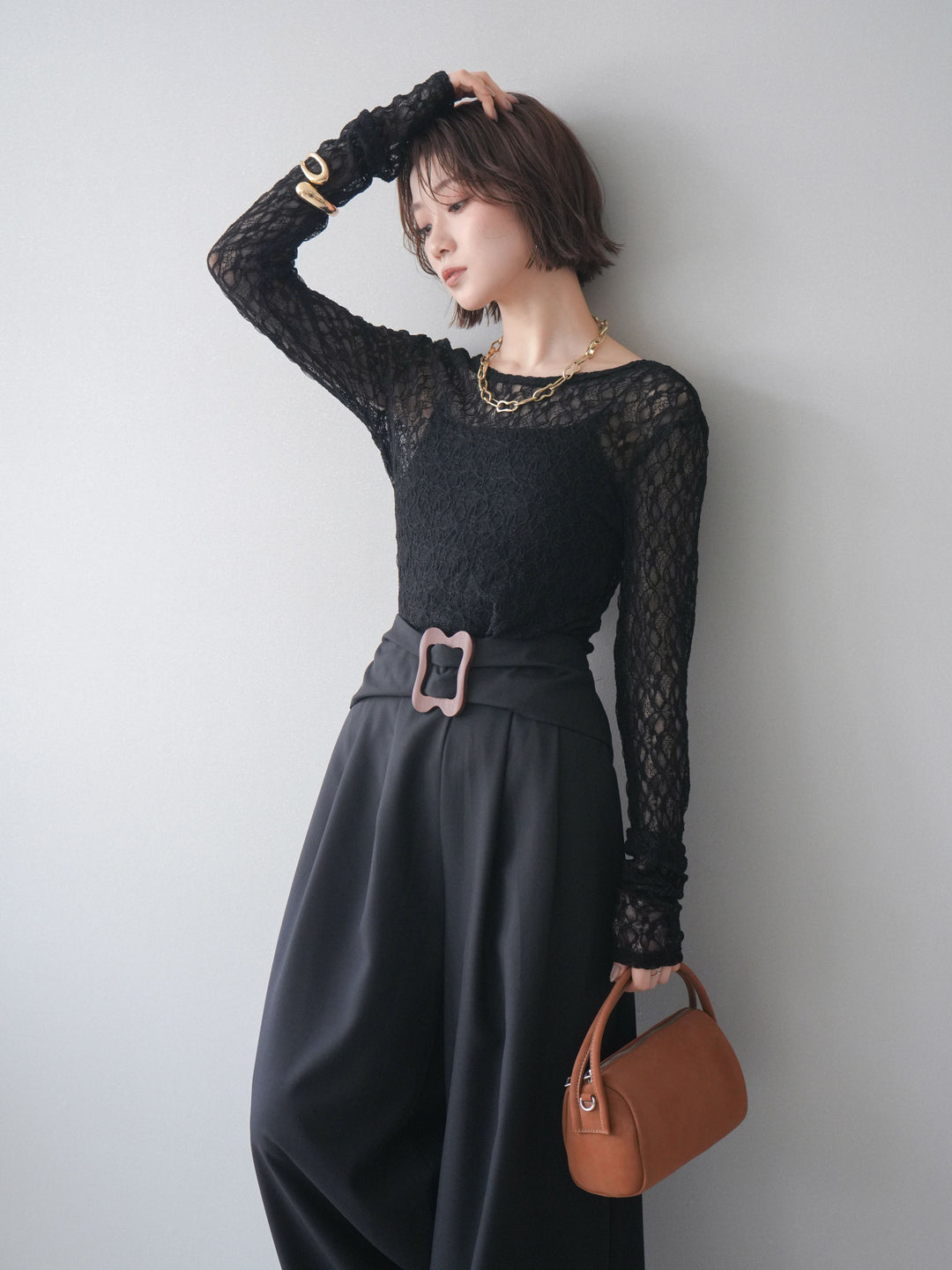 [予約]バックラウンドジャガードレーストップス/black