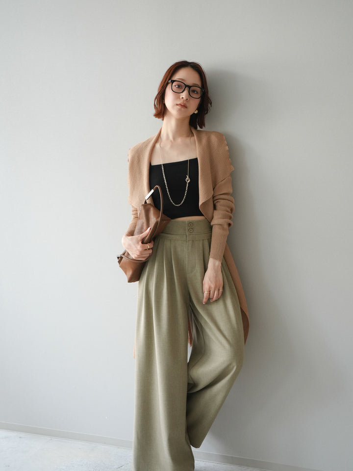 【預購】垂褶羅紋針織長裙 / 米色