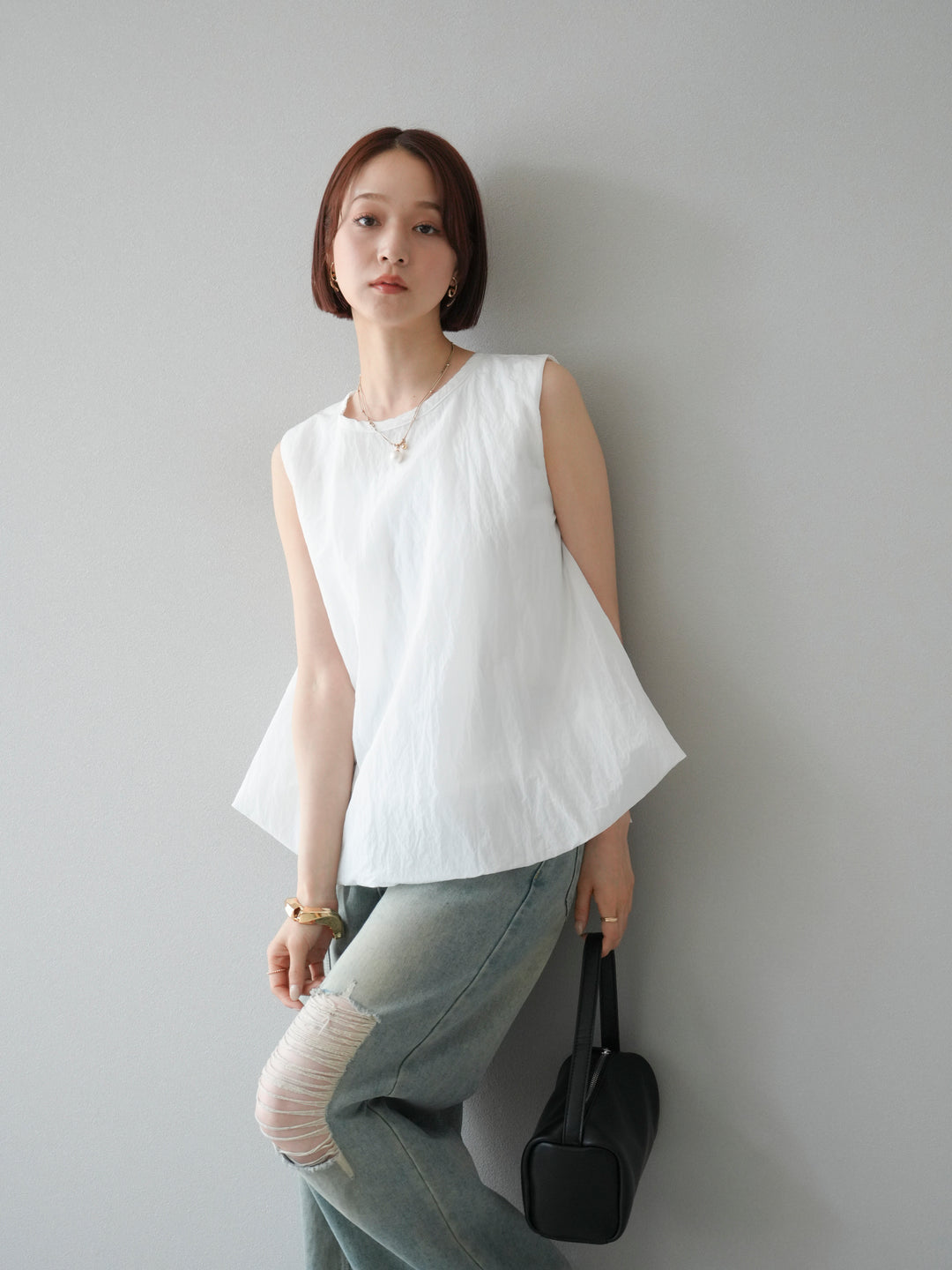 [予約]ワッシャータフタバルーンブラウス/オフ