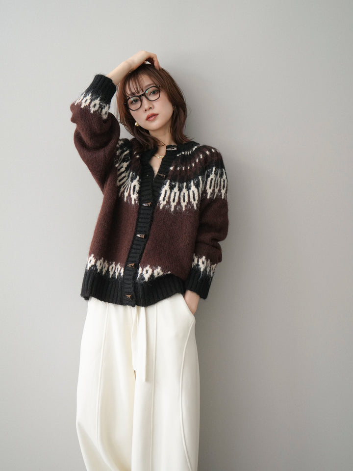 [SET]トグルボタン求心柄ニットカーディガン+選べるアクセセット(2set)