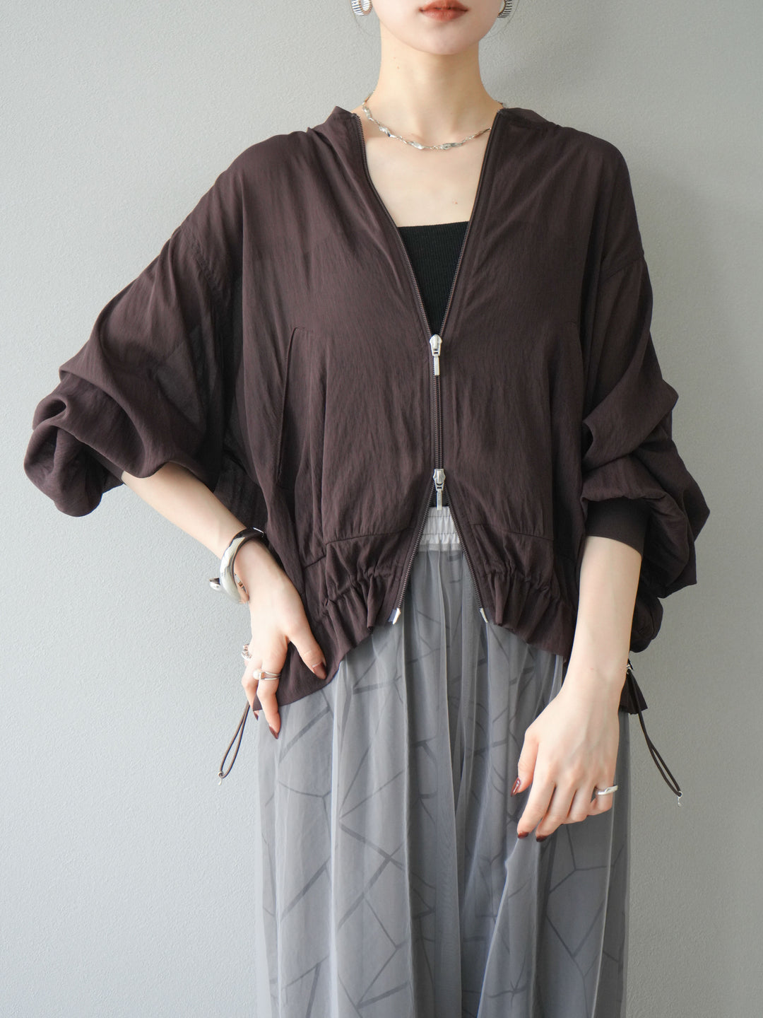 [預訂] Washer Sheer Blouson/棕色