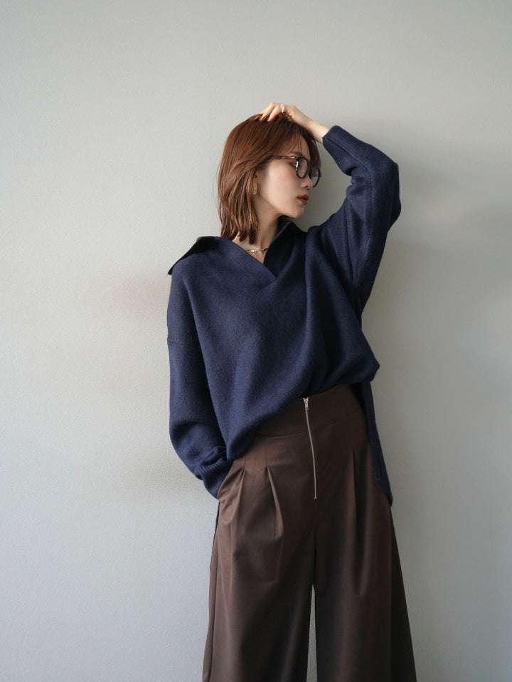 [予約]スキッパーオーバーニットプルオーバー/navy