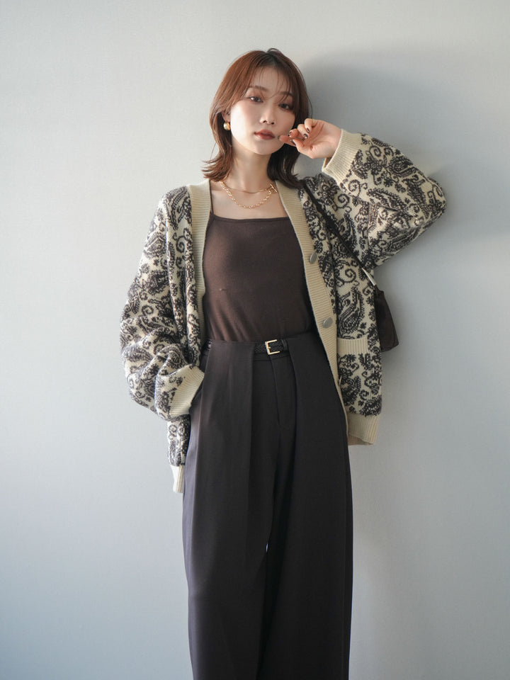 [予約]ペイズリー柄ニットカーディガン/brown