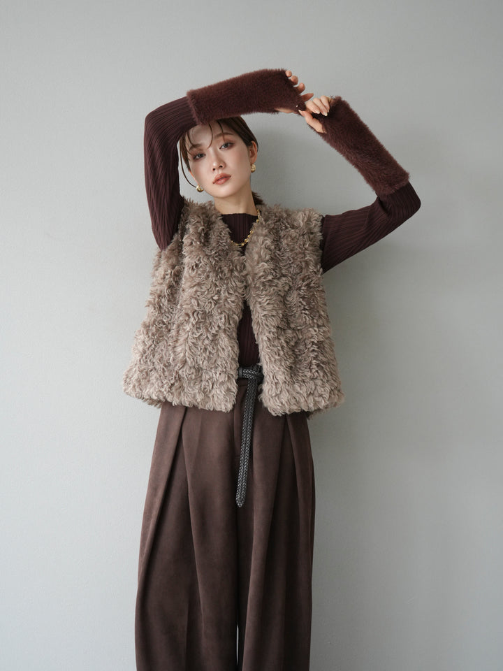 [予約]プードルファーショートベスト/モカ