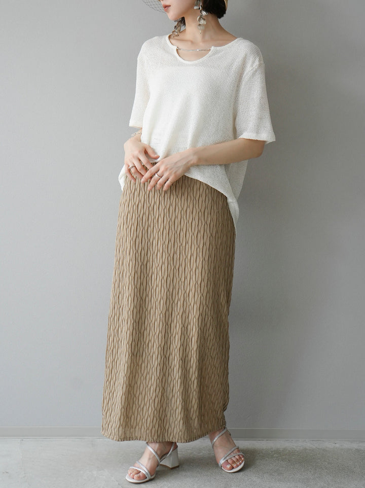 [Pre-order] Sheer Design Mellow Tight Skirt/Beige