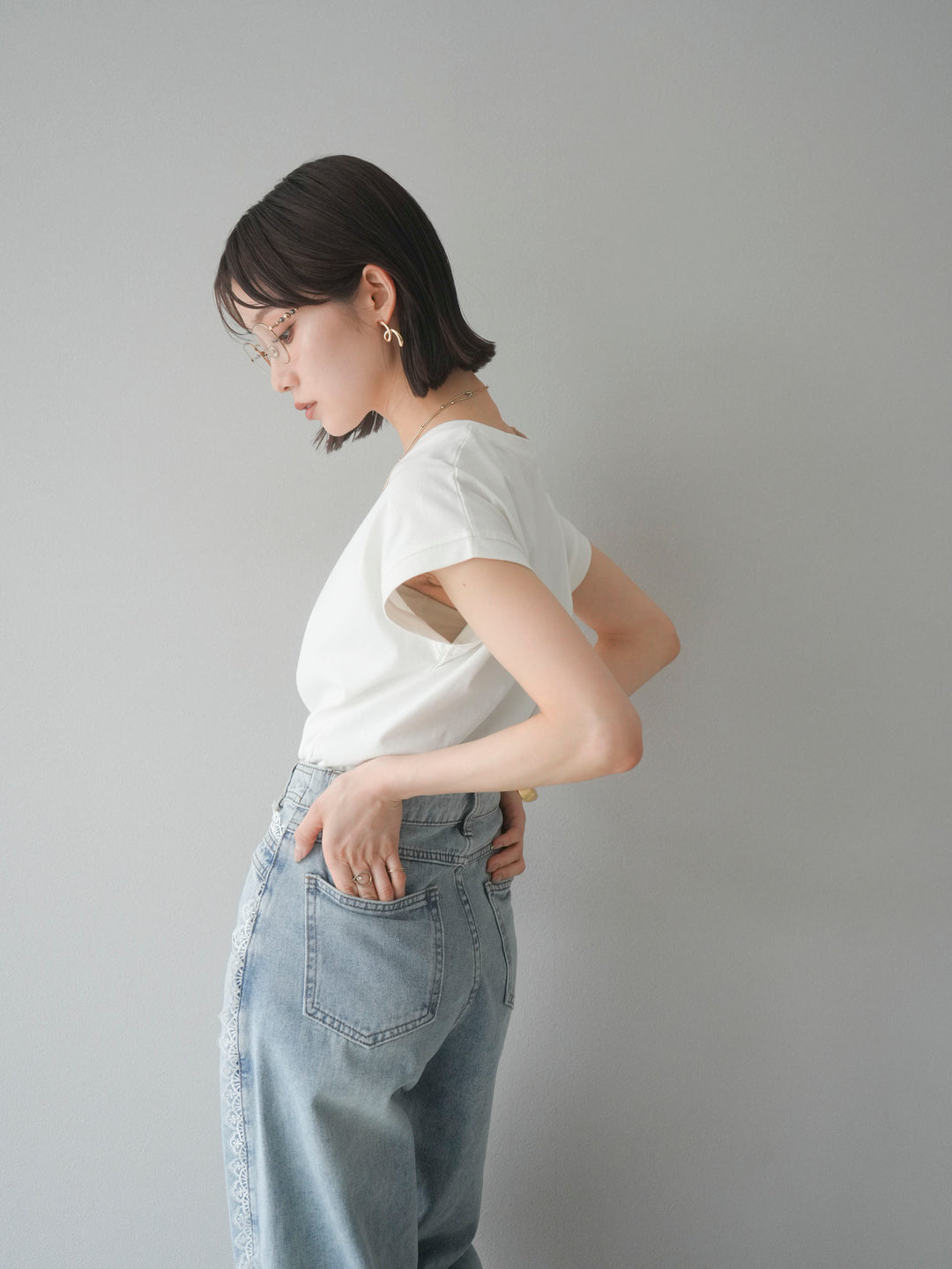 [予約]フレンチスリーブTシャツ/オフホワイト　　