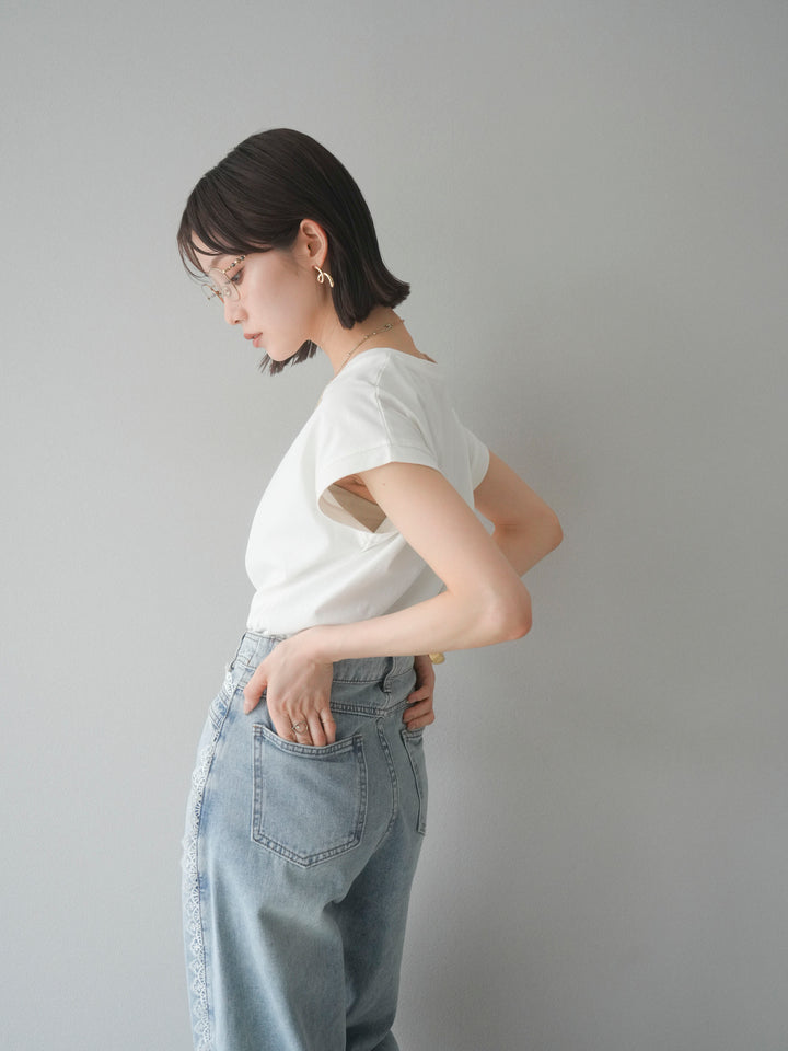 [予約]フレンチスリーブTシャツ/オフホワイト　　