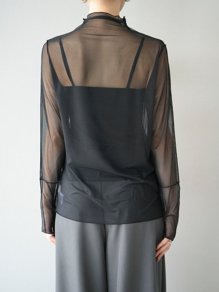 [予約]シアーパイピングカットソー/ブラック×ブラック