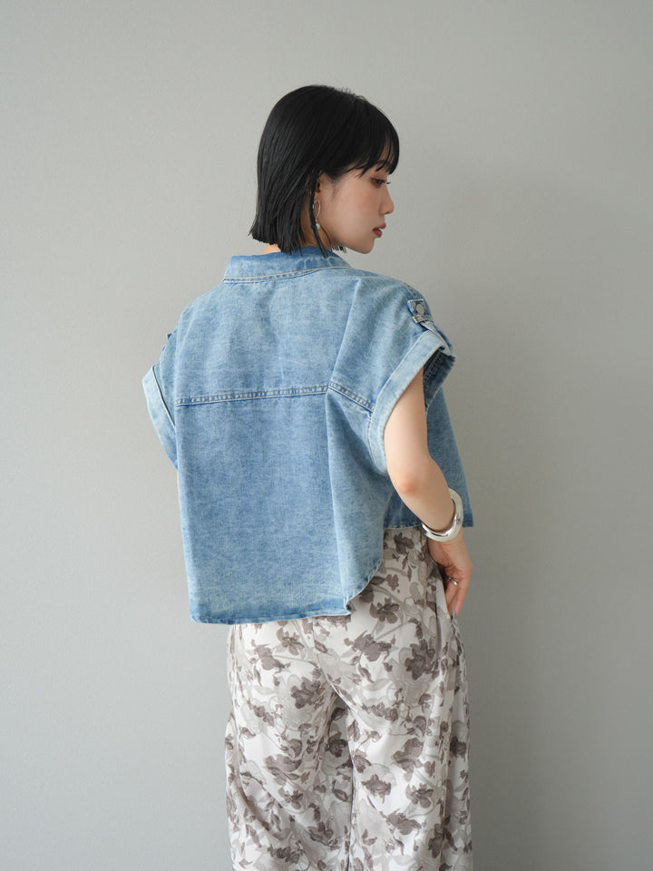 [予約]デニムショートハーフジャケット/ライトブルー