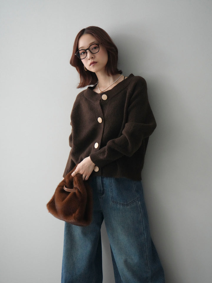 [予約]BIGボタンニットカーディガン/brown