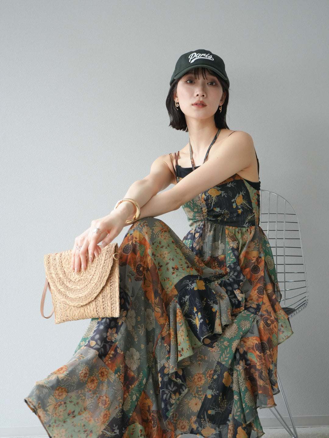 [預購] 拼布荷葉邊吊帶洋裝/混色