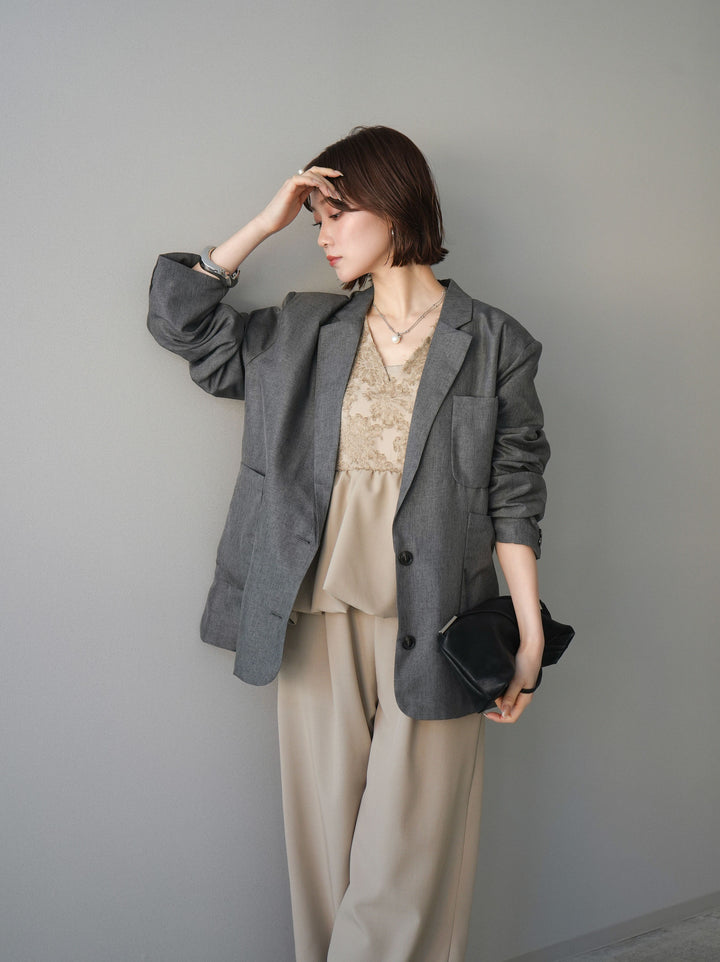 [SET]ジャガードレースぺプラムドッキングサロペット+選べるアクセセット(2set)