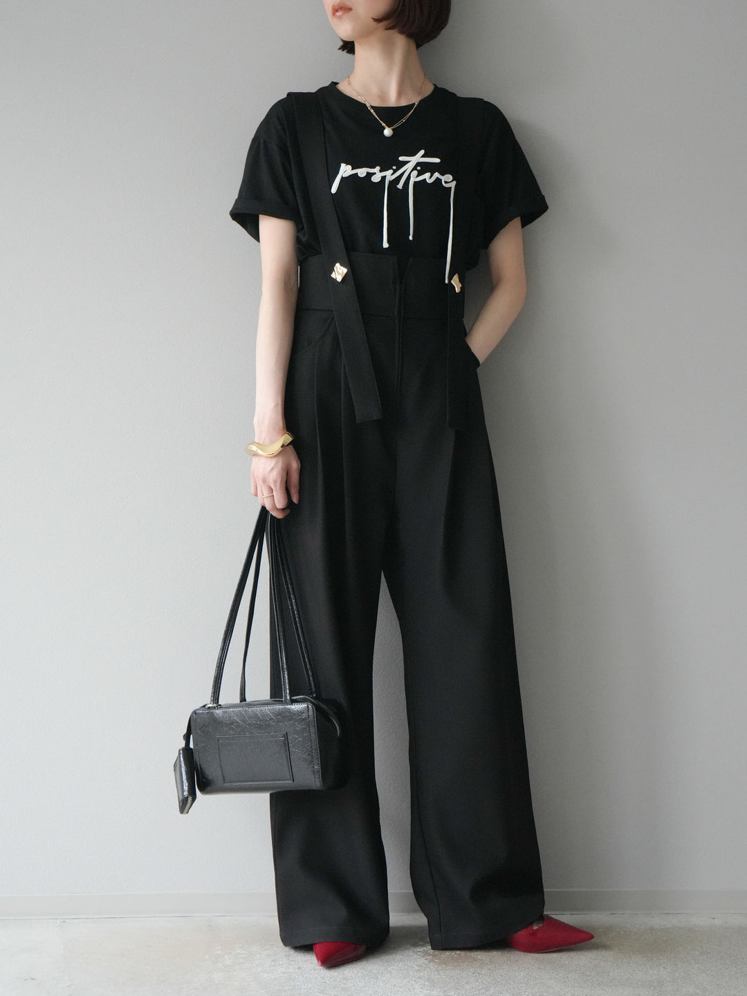 [予約]コード刺繍ロゴTシャツ/ブラック