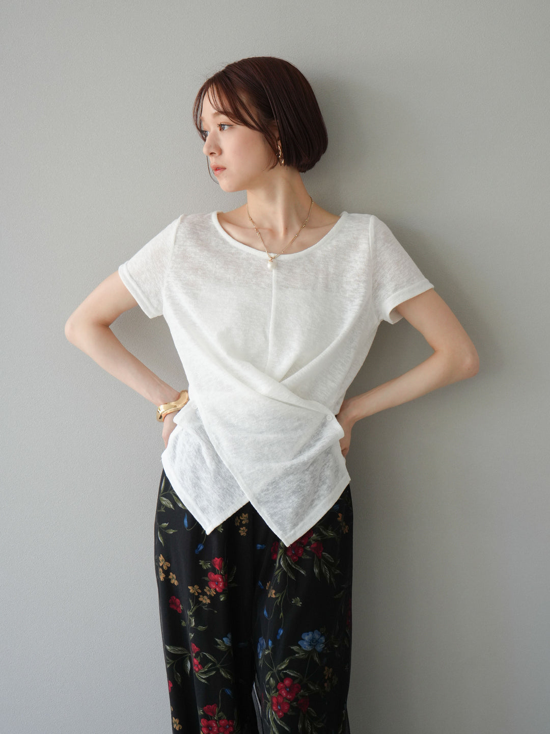 [予約]カシュクールシアーニットプルオーバー/ホワイト