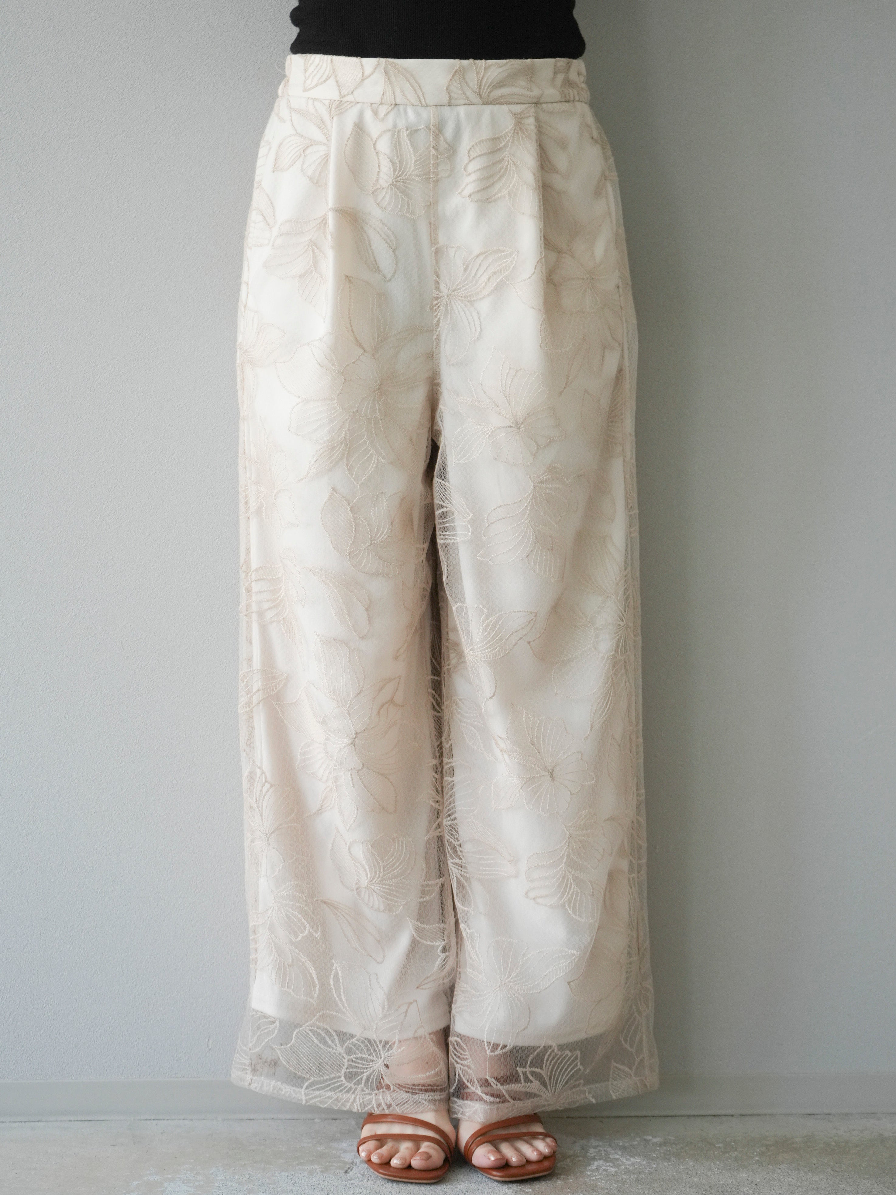 2440　パンツ　エクリュ　36 CAPRICIEUXLEMAGE 2タックワイドパンツ エクリュ36 累計2万本！】【LE