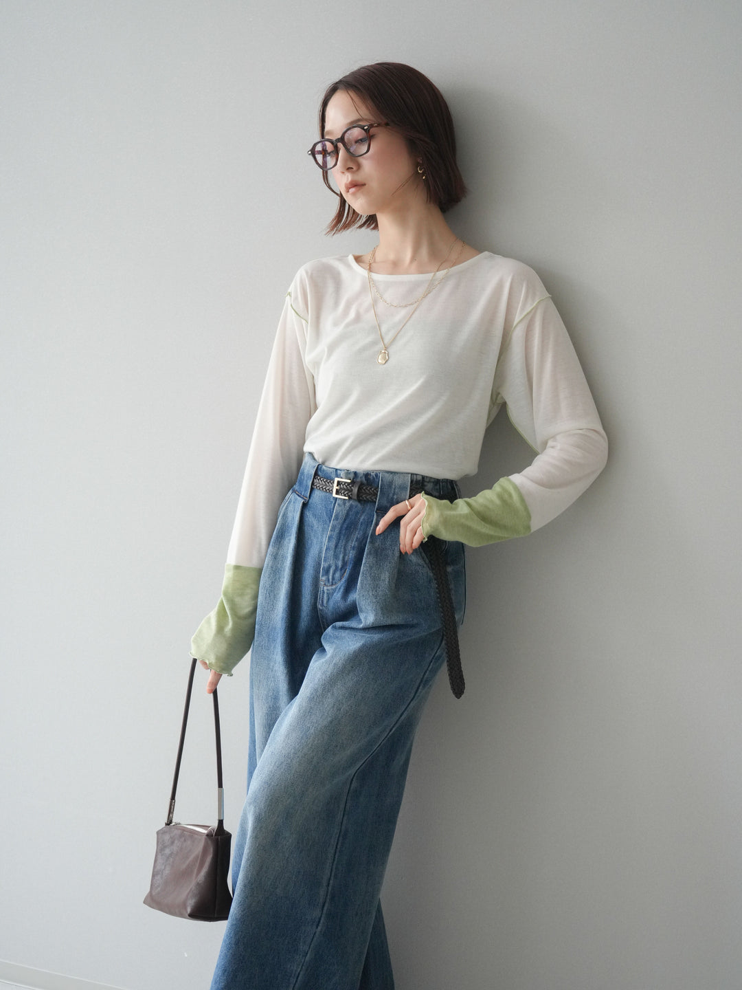 [SET]配色メロウトップス+配色メロウトップス(2set)